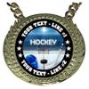 Express Medals Custom Hockey Champ Chain Trophy with 2 Lines of Personalized Text on a Large Rigid Plastic Award Medal and 34 Inch Long Gold Color Neck Chain. EG140 view 2