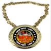Express Medals Custom Chili Cook Off Champ Chain Trophy with 2 Lines of Personalized Text on a Large Rigid Plastic Award Medal and 34 Inch Long Gold Color Neck Chain. Chili view 1
