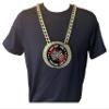 Express Medals Custom Auto Racing Flags Champ Chain Trophy with 2 Lines of Personalized Text on a Large Rigid Plastic Award Medal and 34 Inch Long Gold Color Neck Chain. FCL436 view 3