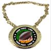 Express Medals Custom Football Champ Chain Trophy with 2 Lines of Personalized Text on a Large Rigid Plastic Award Medal and 34 Inch Long Gold Color Neck Chain. FCL471 view 1