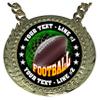 Express Medals Custom Football Champ Chain Trophy with 2 Lines of Personalized Text on a Large Rigid Plastic Award Medal and 34 Inch Long Gold Color Neck Chain. FCL471 view 2