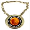 Express Medals Custom Flame Basketball Champ Chain Trophy with 2 Lines of Personalized Text on a Large Rigid Plastic Award Medal and 34 Inch Long Gold Color Neck Chain. EMFCL803 view 1