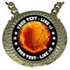 Express Medals Custom Flame Basketball Champ Chain Trophy with 2 Lines of Personalized Text on a Large Rigid Plastic Award Medal and 34 Inch Long Gold Color Neck Chain. EMFCL803 view 2