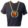 Express Medals Custom Flame Basketball Champ Chain Trophy with 2 Lines of Personalized Text on a Large Rigid Plastic Award Medal and 34 Inch Long Gold Color Neck Chain. EMFCL803 view 3