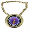 Express Medals Custom Music Champ Chain Trophy with 2 Lines of Personalized Text on a Large Rigid Plastic Award Medal and 34 Inch Long Gold Color Neck Chain. EG160 view 1