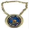 Express Medals Custom Track Champ Chain Trophy with 2 Lines of Personalized Text on a Large Rigid Plastic Award Medal and 34 Inch Long Gold Color Neck Chain. EG58 view 1