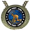 Express Medals Custom Track Champ Chain Trophy with 2 Lines of Personalized Text on a Large Rigid Plastic Award Medal and 34 Inch Long Gold Color Neck Chain. EG58 view 2