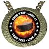 Express Medals Custom Flame Hockey Champ Chain Trophy with 2 Lines of Personalized Text on a Large Rigid Plastic Award Medal and 34 Inch Long Gold Color Neck Chain. EMFCL800 view 2