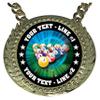 Express Medals Custom Billiards Pool 8 9 Ball Champ Chain Trophy with 2 Lines of Personalized Text on a Large Rigid Plastic Award Medal and 34 Inch Long Gold Color Neck Chain. MY409 view 2