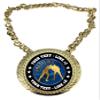 Express Medals Custom Wrestling Champ Chain Trophy with 2 Lines of Personalized Text on a Large Rigid Plastic Award Medal and 34 Inch Long Gold Color Neck Chain. EG62 view 1