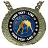 Express Medals Custom Wrestling Champ Chain Trophy with 2 Lines of Personalized Text on a Large Rigid Plastic Award Medal and 34 Inch Long Gold Color Neck Chain. EG62 view 2