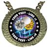 Express Medals Custom Cheerleading Cheer Champ Chain Trophy with 2 Lines of Personalized Text on a Large Rigid Plastic Award Medal and 34 Inch Long Gold Color Neck Chain. MY413 view 2