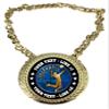 Express Medals Custom Volleyball Champ Chain Trophy with 2 Lines of Personalized Text on a Large Rigid Plastic Award Medal and 34 Inch Long Gold Color Neck Chain. EG60 view 1