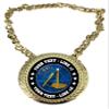 Express Medals Custom T-Ball Tee Ball Champ Chain Trophy with 2 Lines of Personalized Text on a Large Rigid Plastic Award Medal and 34 Inch Long Gold Color Neck Chain. EG54 view 1