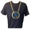 Express Medals Custom T-Ball Tee Ball Champ Chain Trophy with 2 Lines of Personalized Text on a Large Rigid Plastic Award Medal and 34 Inch Long Gold Color Neck Chain. EG54 view 3