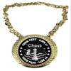 Express Medals Custom Chess Champ Chain Trophy with 2 Lines of Personalized Text on a Large Rigid Plastic Award Medal and 34 Inch Long Gold Color Neck Chain. EG80 view 1