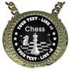 Express Medals Custom Chess Champ Chain Trophy with 2 Lines of Personalized Text on a Large Rigid Plastic Award Medal and 34 Inch Long Gold Color Neck Chain. EG80 view 2