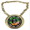 Express Medals Custom Female Cross Country Champ Chain Trophy with 2 Lines of Personalized Text on a Large Rigid Plastic Award Medal and 34 Inch Long Gold Color Neck Chain. FCL445 view 1