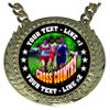 Express Medals Custom Female Cross Country Champ Chain Trophy with 2 Lines of Personalized Text on a Large Rigid Plastic Award Medal and 34 Inch Long Gold Color Neck Chain. FCL445 view 2