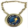 Express Medals Custom Lacrosse Champ Chain Trophy with 2 Lines of Personalized Text on a Large Rigid Plastic Award Medal and 34 Inch Long Gold Color Neck Chain. EG34 - (Pack of 1) view 1