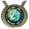 Express Medals Custom 2nd Second Place Champ Chain Trophy with 2 Lines of Personalized Text on a Large Rigid Plastic Award Medal and 34 Inch Long Gold Color Neck Chain. MY462 view 2
