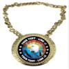 Express Medals Custom American Bald Eagle Champ Chain Trophy with 2 Lines of Personalized Text on a Large Rigid Plastic Award Medal and 34 Inch Long Gold Color Neck Chain. MY472 view 1