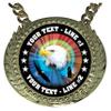 Express Medals Custom American Bald Eagle Champ Chain Trophy with 2 Lines of Personalized Text on a Large Rigid Plastic Award Medal and 34 Inch Long Gold Color Neck Chain. MY472 view 2