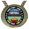 Express Medals Custom Football Champ Chain Trophy with 2 Lines of Personalized Text on a Large Rigid Plastic Award Medal and 34 Inch Long Gold Color Neck Chain. EG120 view 2