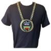 Express Medals Custom Football Champ Chain Trophy with 2 Lines of Personalized Text on a Large Rigid Plastic Award Medal and 34 Inch Long Gold Color Neck Chain. EG120 view 3