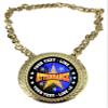 Express Medals Custom Attendance Champ Chain Trophy with 2 Lines of Personalized Text on a Large Rigid Plastic Award Medal and 34 Inch Long Gold Color Neck Chain. FCL406 view 1