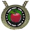 Express Medals Custom Apple Teacher Best Gift Champ Chain Trophy with 2 Lines of Personalized Text on a Large Rigid Plastic Award Medal and 34 Inch Long Gold Color Neck Chain. FCL403 view 2