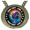 Express Medals Custom Weight Lifter Lifting Champ Chain Trophy with 2 Lines of Personalized Text on a Large Rigid Plastic Award Medal and 34 Inch Long Gold Color Neck Chain. MY484 view 2