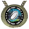 Express Medals Custom Rugby Champ Chain Trophy with 2 Lines of Personalized Text on a Large Rigid Plastic Award Medal and 34 Inch Long Gold Color Neck Chain. MY486 view 2