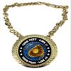 Express Medals Custom Softball Champ Chain Trophy with 2 Lines of Personalized Text on a Large Rigid Plastic Award Medal and 34 Inch Long Gold Color Neck Chain. EG48 view 1