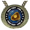 Express Medals Custom Softball Champ Chain Trophy with 2 Lines of Personalized Text on a Large Rigid Plastic Award Medal and 34 Inch Long Gold Color Neck Chain. EG48 view 2