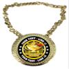 Express Medals Custom Principal's Award Champ Chain Trophy with 2 Lines of Personalized Text on a Large Rigid Plastic Award Medal and 34 Inch Long Gold Color Neck Chain. FCL531 view 1
