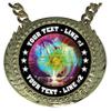 Express Medals Custom Science Fair Project Champ Chain Trophy with 2 Lines of Personalized Text on a Large Rigid Plastic Award Medal and 34 Inch Long Gold Color Neck Chain. MY438 view 2