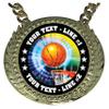 Express Medals Custom Basketball Champ Chain Trophy with 2 Lines of Personalized Text on a Large Rigid Plastic Award Medal and 34 Inch Long Gold Color Neck Chain. MY406 view 2