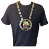 Express Medals Custom Basketball Champ Chain Trophy with 2 Lines of Personalized Text on a Large Rigid Plastic Award Medal and 34 Inch Long Gold Color Neck Chain. MY406 view 3
