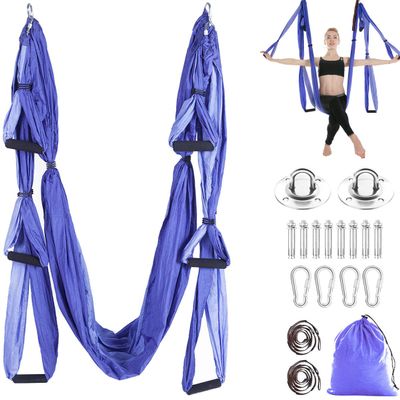 Aerial Yoga Swing Set Trapeze Hammock Kit Ultra Strong Antigravity Flying Sling Inversion Swing Tools for Air Yoga Inversion Fitness (Mixed Purple)