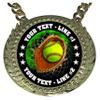 Express Medals Custom Softball Champ Chain Trophy with 2 Lines of Personalized Text on a Large Rigid Plastic Award Medal and 34 Inch Long Gold Color Neck Chain. FCL546 view 2