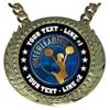 Express Medals Custom Cheerleading Champ Chain Trophy with 2 Lines of Personalized Text on a Large Rigid Plastic Award Medal and 34 Inch Long Gold Color Neck Chain. EG16 view 2