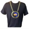 Express Medals Custom MVP Most Valuable Player Champ Chain Trophy with 2 Lines of Personalized Text on a Large Rigid Plastic Award Medal and 34 Inch Long Gold Color Neck Chain. FCL518 view 3