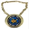 Express Medals Custom Art Champ Chain Trophy with 2 Lines of Personalized Text on a Large Rigid Plastic Award Medal and 34 Inch Long Gold Color Neck Chain. EG8 view 1