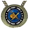 Express Medals Custom Art Champ Chain Trophy with 2 Lines of Personalized Text on a Large Rigid Plastic Award Medal and 34 Inch Long Gold Color Neck Chain. EG8 view 2