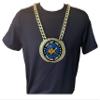 Express Medals Custom Art Champ Chain Trophy with 2 Lines of Personalized Text on a Large Rigid Plastic Award Medal and 34 Inch Long Gold Color Neck Chain. EG8 view 3