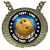 Express Medals Custom Bowling Champ Chain Trophy with 2 Lines of Personalized Text on a Large Rigid Plastic Award Medal and 34 Inch Long Gold Color Neck Chain. D60 view 2