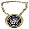 Express Medals Custom Arm Wrestling Champ Chain Trophy with 2 Lines of Personalized Text on a Large Rigid Plastic Award Medal and 34 Inch Long Gold Color Neck Chain. FCL407 view 1