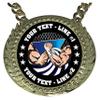 Express Medals Custom Arm Wrestling Champ Chain Trophy with 2 Lines of Personalized Text on a Large Rigid Plastic Award Medal and 34 Inch Long Gold Color Neck Chain. FCL407 view 2