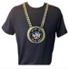 Express Medals Custom Arm Wrestling Champ Chain Trophy with 2 Lines of Personalized Text on a Large Rigid Plastic Award Medal and 34 Inch Long Gold Color Neck Chain. FCL407 view 3